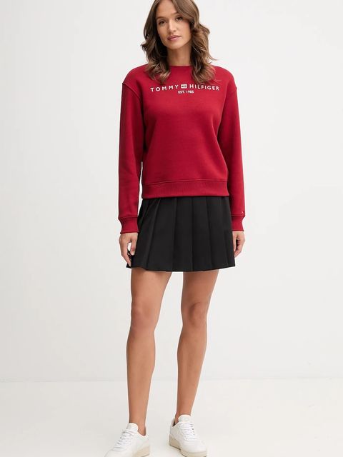 Tommy Hilfiger bluza damska kolor bordowy z nadrukiem WW0WW39791