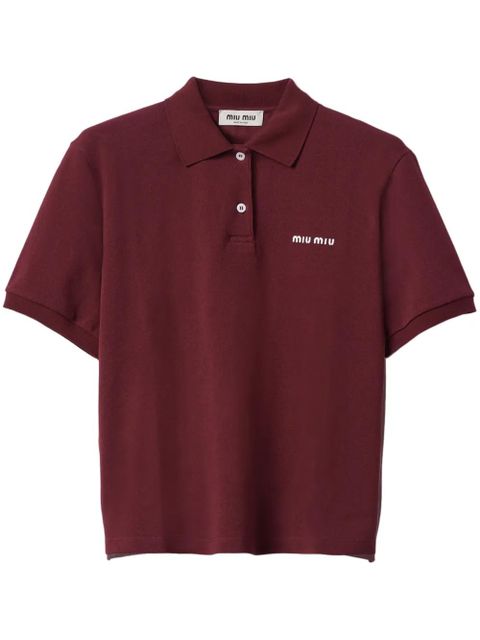 Miu Miu logo-embroidered cotton polo shirt - zdjęcie produktu nr 1