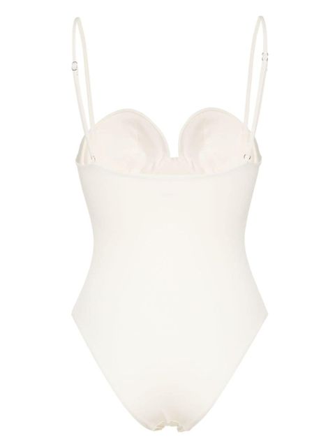 Magda Butrym rose-appliqué swimsuit - Neutrals