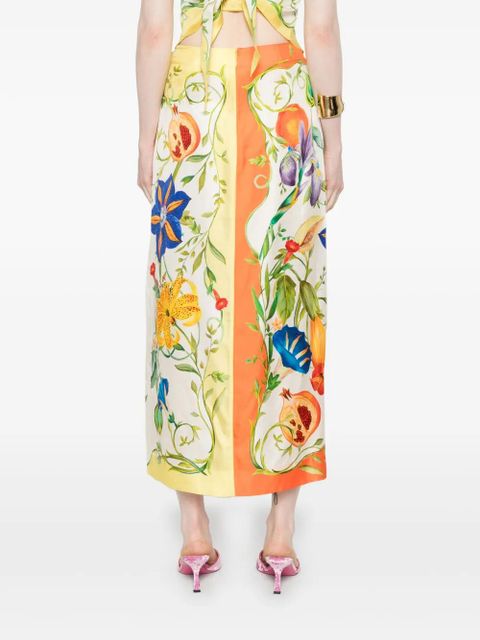 ALEMAIS Flores midi skirt - Neutrals