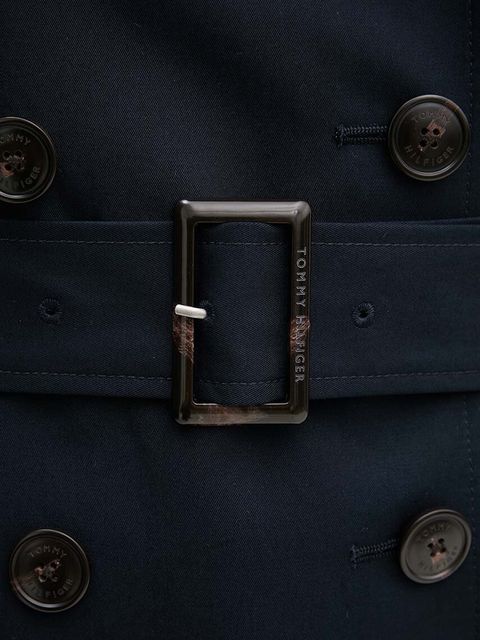 Tommy Hilfiger trencz damski kolor granatowy przejściowy dwurzędowy WW0WW42133