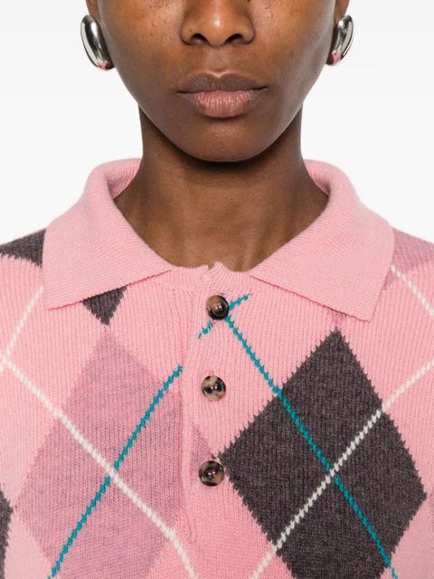 JW Anderson argyle knit polo top - Pink