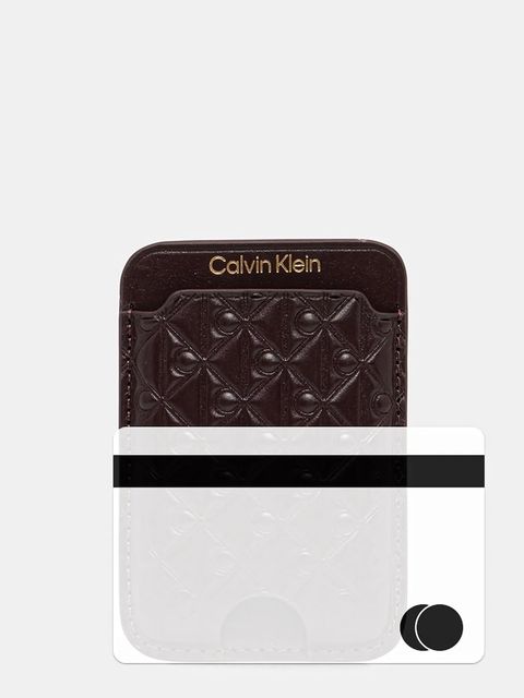 Calvin Klein etui na karty skórzane kolor bordowy LV04F1100G
