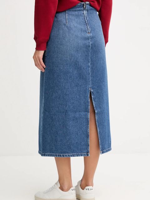 Tommy Hilfiger spódnica jeansowa bawełniana kolor niebieski midi prosta WW0WW46737 - zdjęcie produktu nr 2