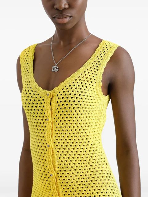 Dolce & Gabbana crochet-knit midi dress - Yellow
