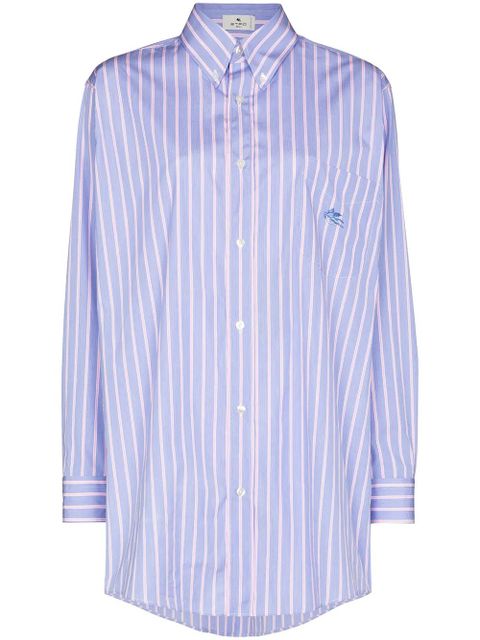 ETRO oversize pinstripe pattern shirt - Blue - zdjęcie produktu nr 1