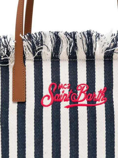MC2 Saint Barth City striped fringed tote bag - Blue