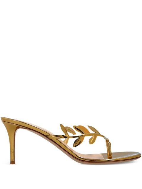 Gianvito Rossi leaf-motif heeled mules - Gold - zdjęcie produktu nr 1