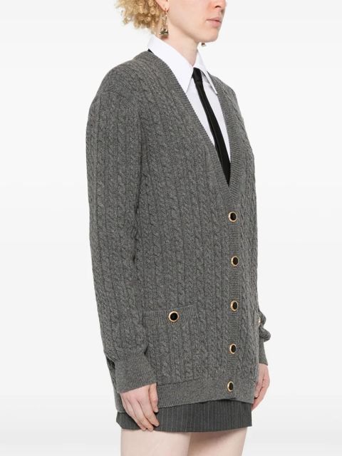 Alessandra Rich cable-knit wool cardigan - Grey