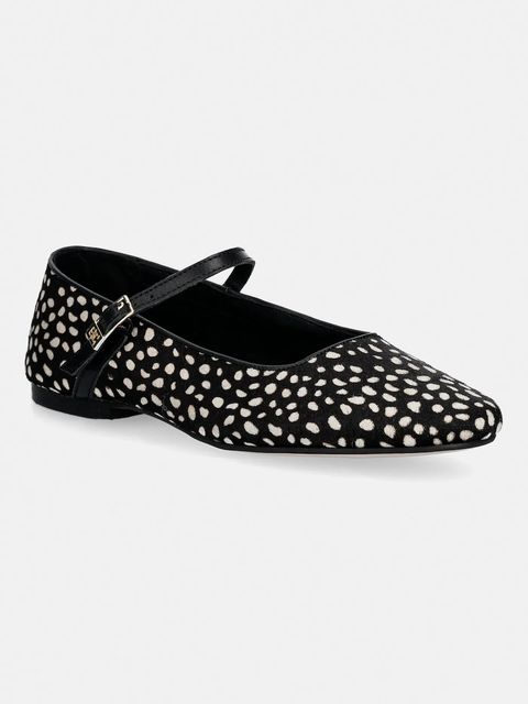 Tommy Hilfiger baleriny skórzane TH BUCKLE CALF HAIR BALLERINAS - zdjęcie produktu nr 1