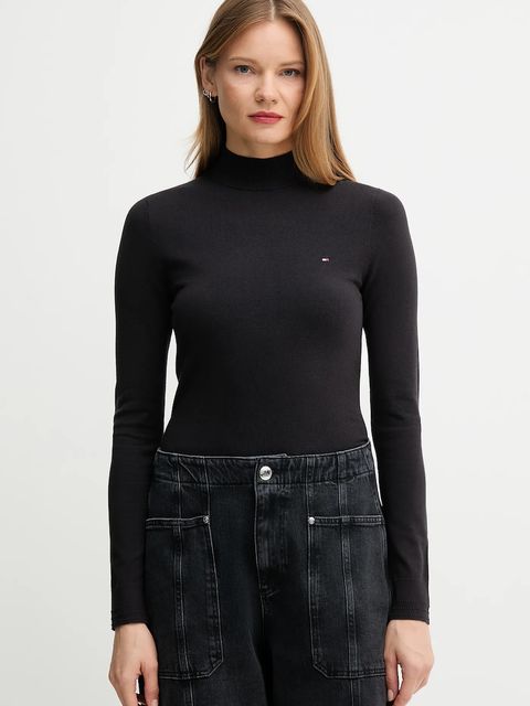 Tommy Hilfiger sweter damski kolor czarny lekki WW0WW47462 - zdjęcie produktu nr 1