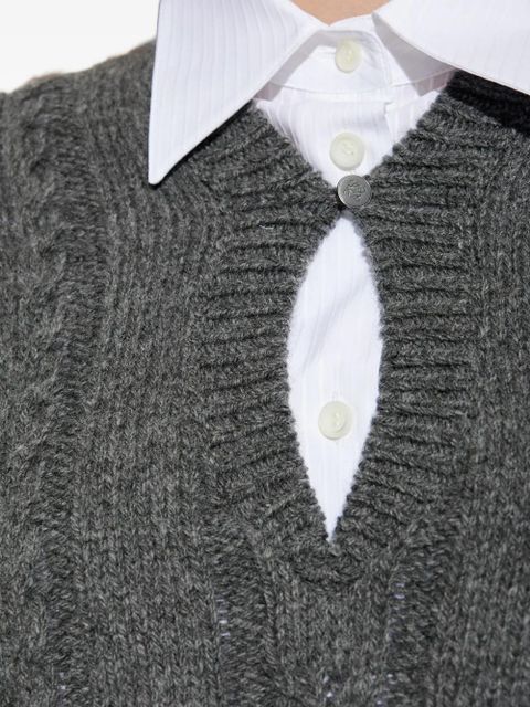 LOEWE cable-knit keyhole knitwear - Grey