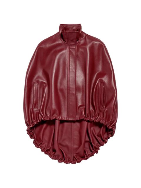 Balenciaga stand collar leather cape - Red - zdjęcie produktu nr 1