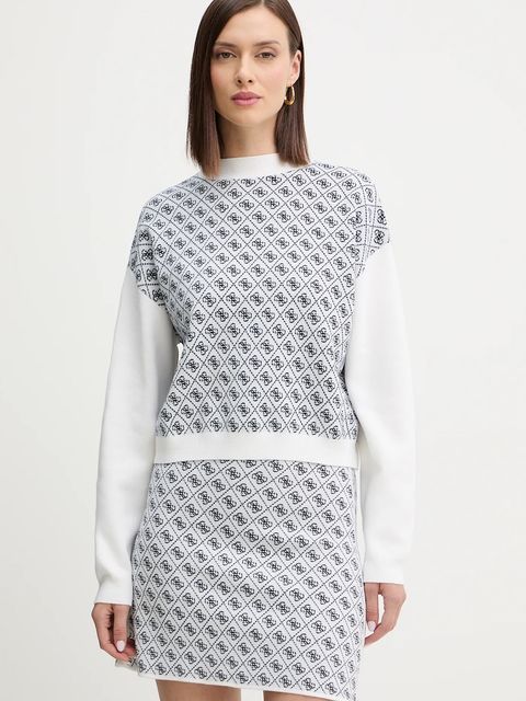 Guess sweter z domieszką wełny AUBREY damski kolor beżowy z półgolfem W5BR23 Z3JD2