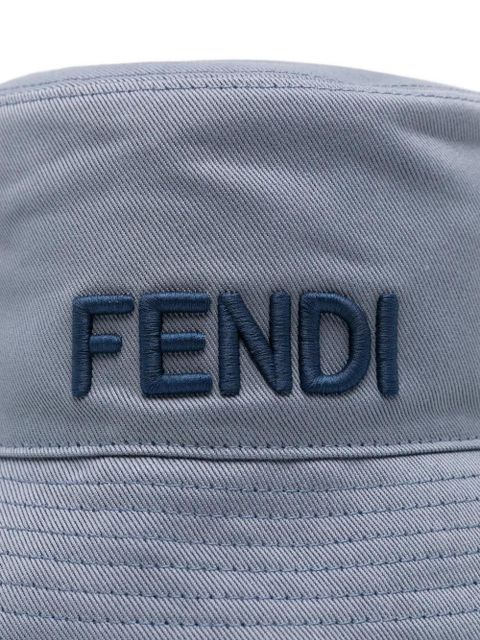 FENDI logo-embroidered bucket hat - Blue
