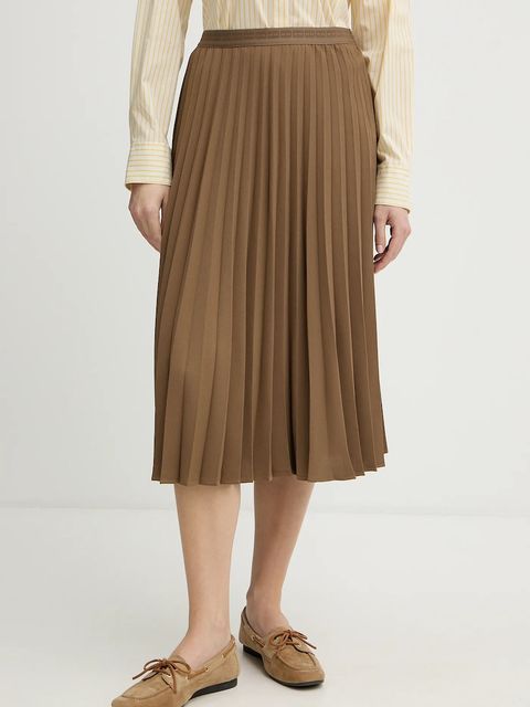 Tommy Hilfiger spódnica kolor brązowy midi rozkloszowana WW0WW48538 - zdjęcie produktu nr 1