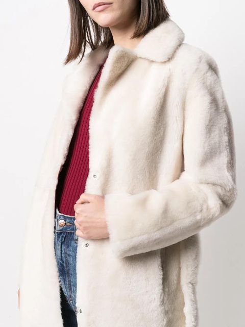 Yves Salomon full-length shearling coat - White