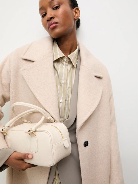 Answear.LAB płaszcz wełniany kolor beżowy przejściowy oversize