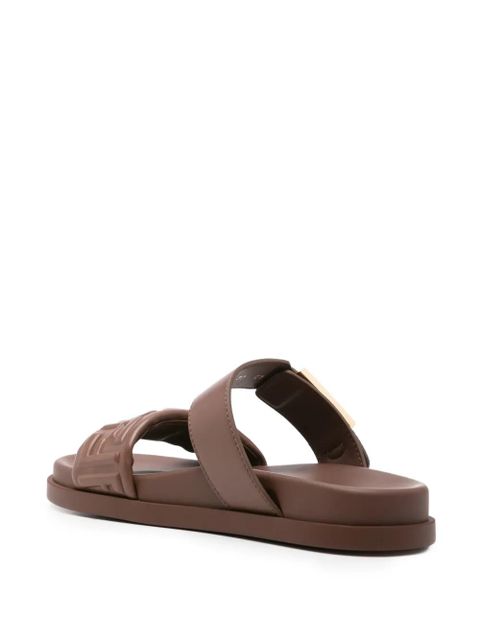 FENDI double-band flat sandals - Brown