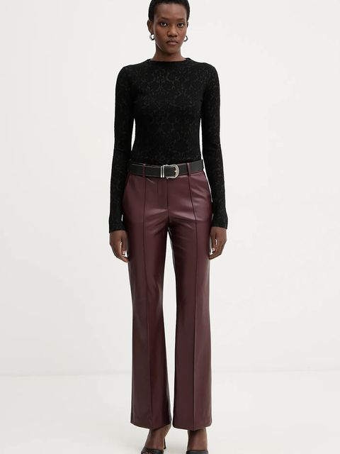 Pinko bluzka z dodatkiem wełny damska kolor czarny gładka 105697 A2TW