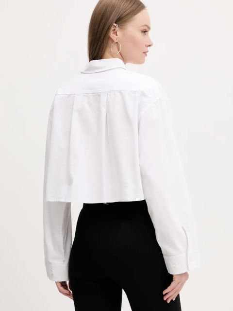 Hugo Blue koszula bawełniana damska kolor biały relaxed z kołnierzykiem klasycznym 50538921