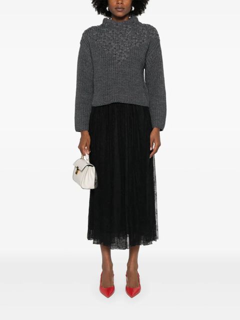 ROTATE BIRGER CHRISTENSEN floral-lace midi skirt - Black - zdjęcie produktu nr 2