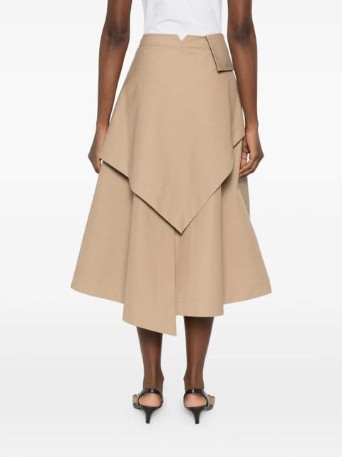 Róhe asymmetric double-layer midi skirt - Neutrals