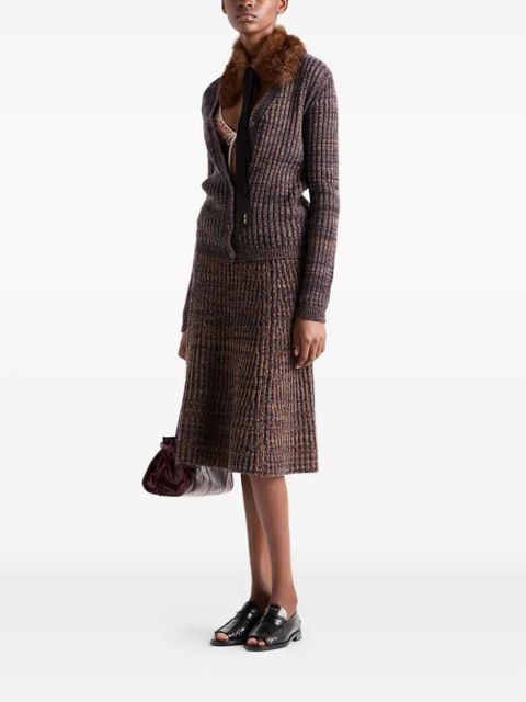 Prada ribbed flared knit midi skirt - Brown