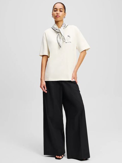 Karl Lagerfeld t-shirt bawełniany damski kolor beżowy A2W17089