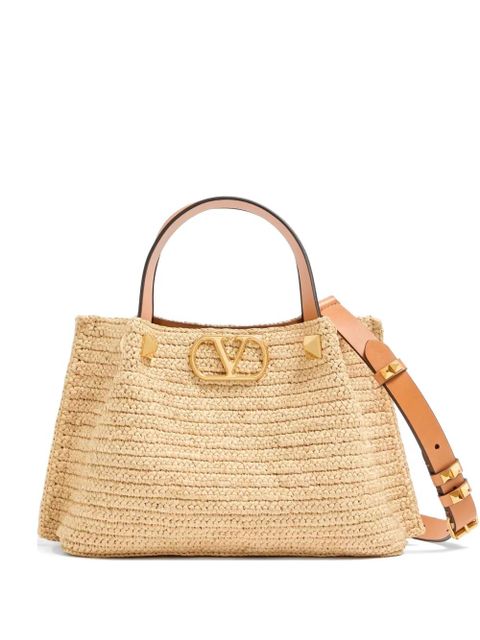 Valentino Garavani logo-detail raffia tote bag - Neutrals - zdjęcie produktu nr 1