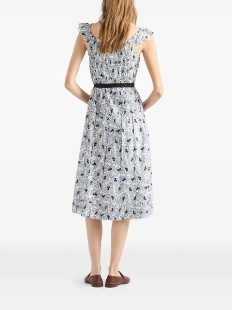 Prada floral-print pongé dress - White