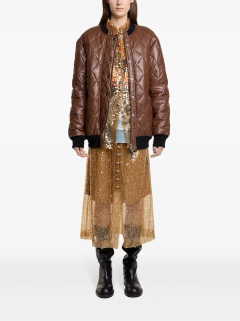 Rabanne long quilted blouson - Brown