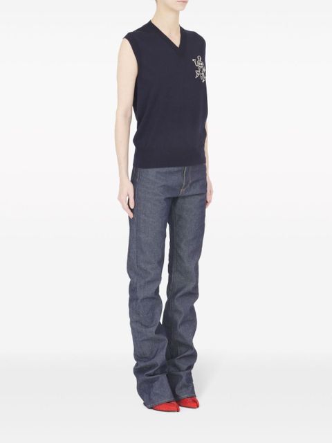 Maison Margiela intarsia-knit wool vest - Blue