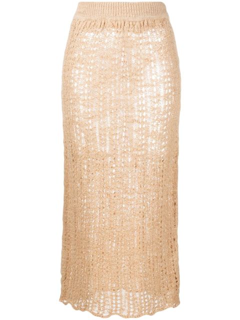 Cult Gaia Dawson crochet-knit midi skirt - Neutrals - zdjęcie produktu nr 1