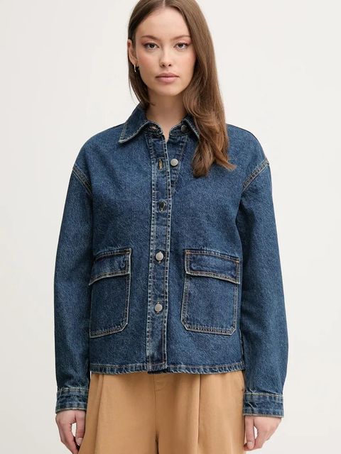 United Colors of Benetton kurtka jeansowa bawełniana kolor niebieski przejściowa 296XDN07R - zdjęcie produktu nr 1