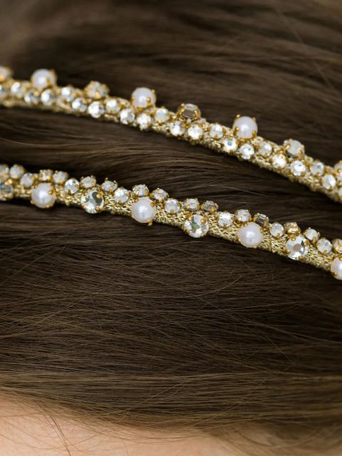 Jennifer Behr Gina crystal-embellished double headband - Gold