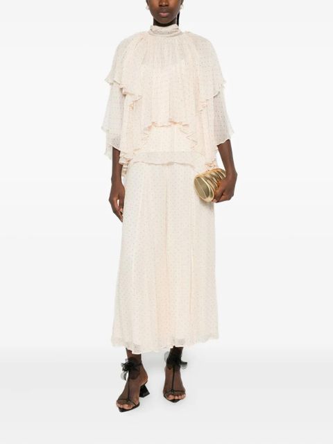 ZIMMERMANN pleated polka-dot blouse - Neutrals - zdjęcie produktu nr 2