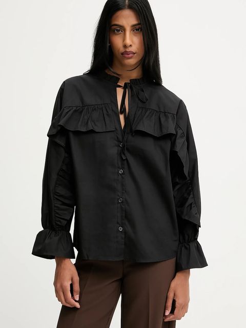 Answear.LAB koszula damska kolor czarny relaxed z wiązanym dekoltem - zdjęcie produktu nr 1