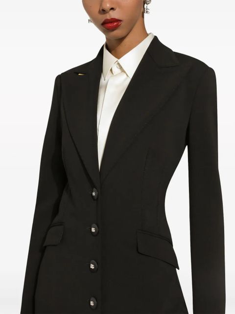 Dolce & Gabbana logo-button single-breasted coat - Black