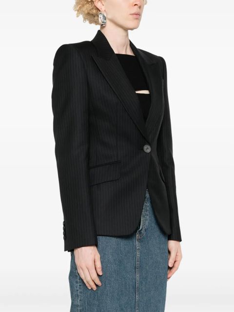 Alexander McQueen single-breasted pinstripe blazer - Blue