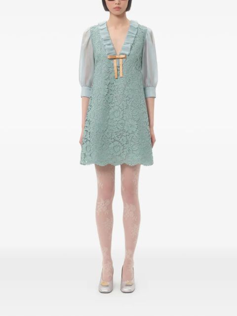 Valentino Garavani lace-pattern minidress - Blue - zdjęcie produktu nr 2