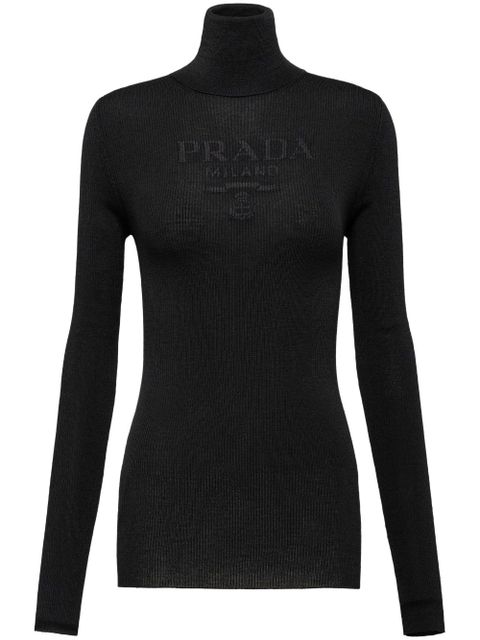 Prada logo-intarsia roll-neck jumper - Black - zdjęcie produktu nr 1