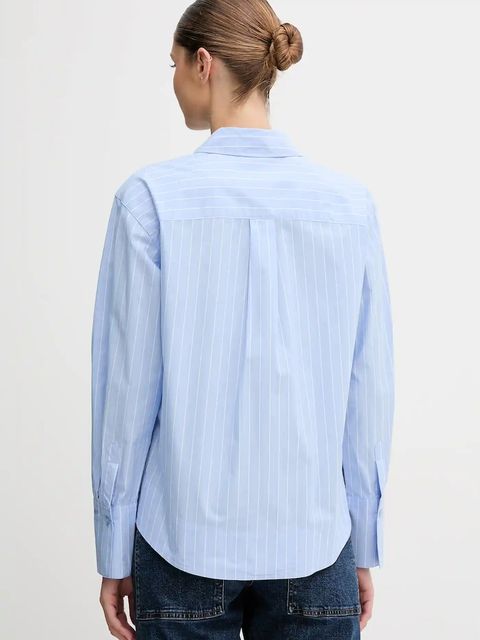 Dkny koszula bawełniana damska kolor niebieski relaxed z kołnierzykiem klasycznym DJ5W2129