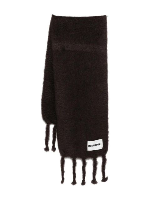 Jil Sander fringed wool scarf - Brown