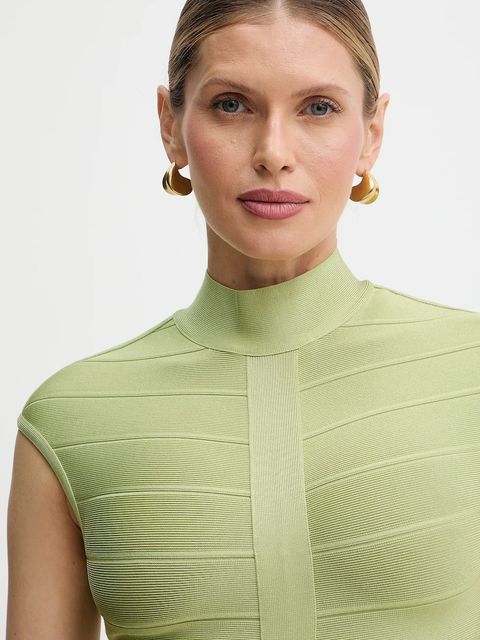 Herve Leger sukienka Davina kolor zielony midi dopasowana HLT8567266