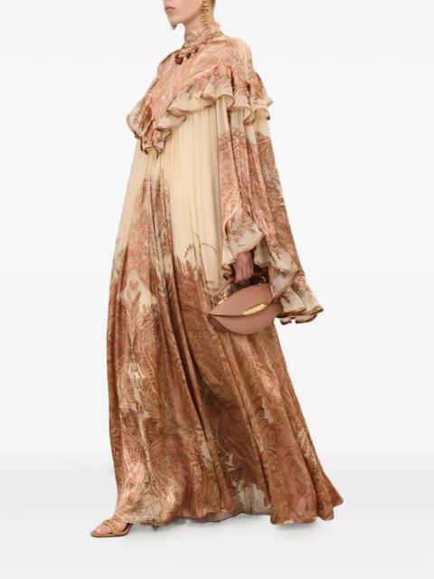 ZIMMERMANN Burnout ruffled paisley-print maxi dress - Neutrals