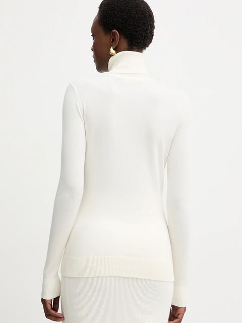 Guess sweter MELANIE damski kolor beżowy lekki z golfem W5BR39 Z2NQ2