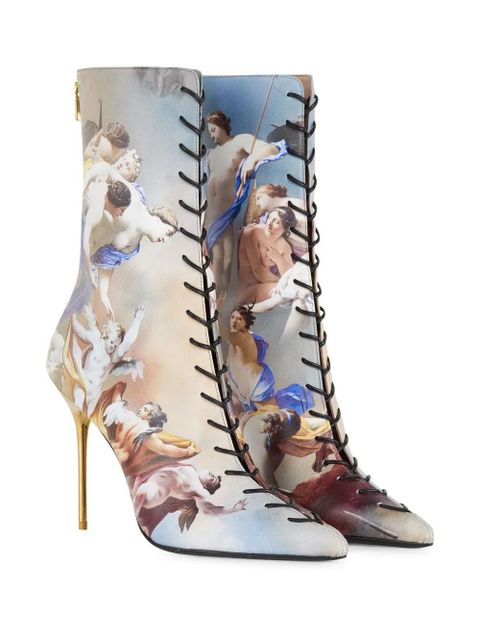 Balmain graphic-print lace-up ankle boots - Neutrals - zdjęcie produktu nr 2