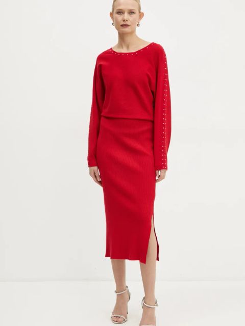 Morgan sukienka RMLIDO kolor czerwony maxi dopasowana RMLIDO