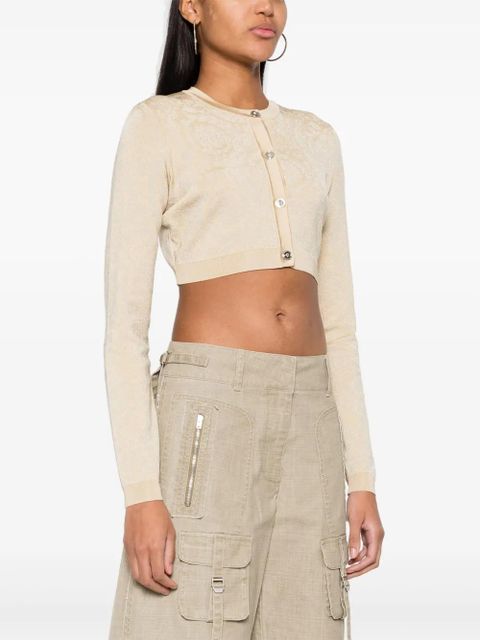 Versace Barocco lurex cropped cardigan - Neutrals